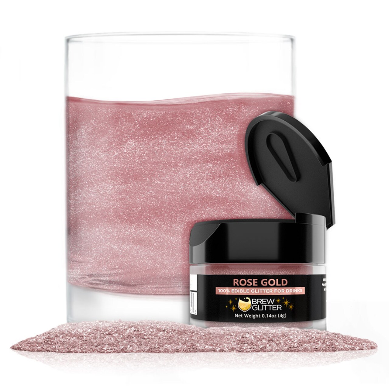 Brew Glitter - Rose Gold Edible Drink Glitter (4g, x1 Flip-Cap Jar) for Beer, Cocktails and Beverages
